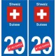 Suisse Schweiz sticker numéro département au choix autocollant plaque immatriculation auto