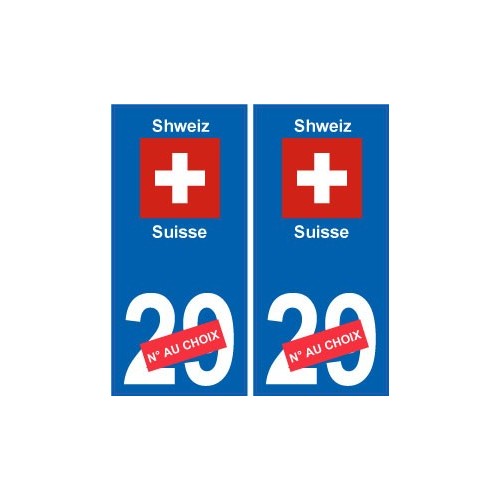 Suisse Schweiz sticker numéro département au choix autocollant plaque immatriculation auto
