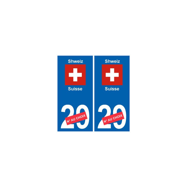 Suisse Schweiz sticker numéro département au choix autocollant plaque immatriculation auto