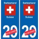 Suisse Switzerland sticker numéro département au choix autocollant plaque immatriculation auto