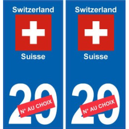 Suisse Switzerland sticker numéro département au choix autocollant plaque immatriculation auto