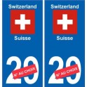 Suisse Switzerland sticker numéro département au choix autocollant plaque immatriculation auto