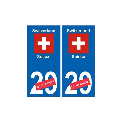 Suisse Switzerland sticker numéro département au choix autocollant plaque immatriculation auto