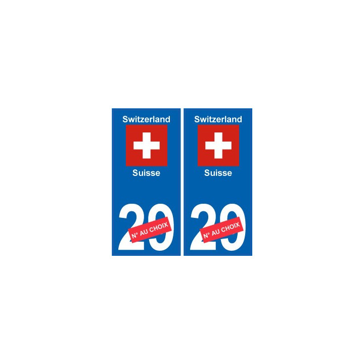Suisse Switzerland sticker numéro département au choix autocollant plaque immatriculation auto