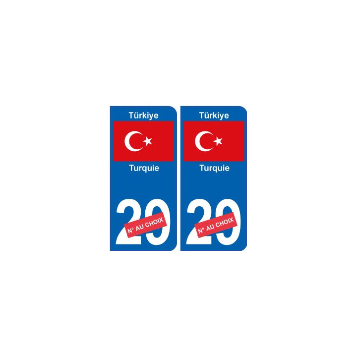 Turquie Türkiye sticker numéro département au choix autocollant plaque immatriculation auto