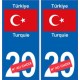 Turquie Türkiye sticker numéro département au choix autocollant plaque immatriculation auto