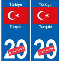 Turquie Türkiye sticker numéro département au choix autocollant plaque immatriculation auto