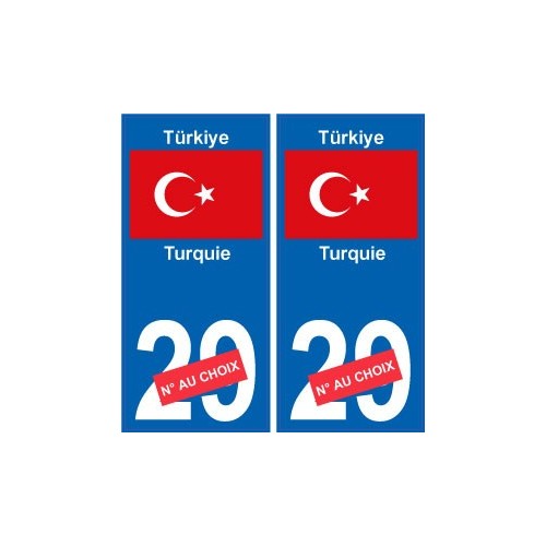 Turquie Türkiye sticker numéro département au choix autocollant plaque immatriculation auto