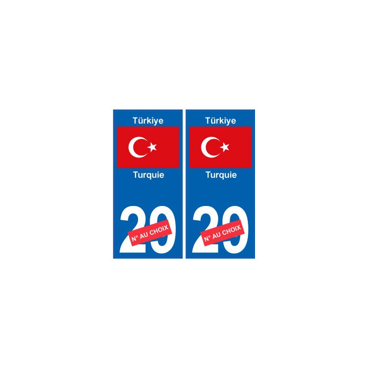 Turquie Türkiye sticker numéro département au choix autocollant plaque immatriculation auto