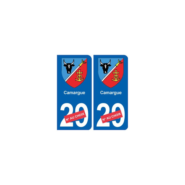 Autocollant plaque auto blason Camargue numéro département au choix