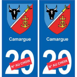 Autocollant plaque auto blason Camargue numéro département au choix