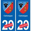 Etiqueta engomada de la placa de auto escudo de armas de la Camarga número de departamento elección