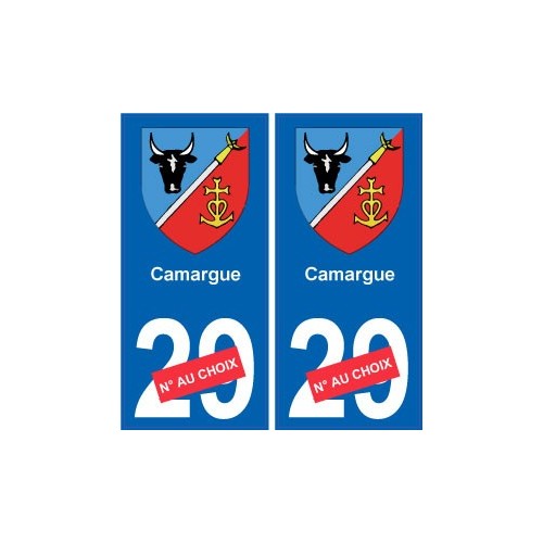 Autocollant plaque auto blason Camargue numéro département au choix