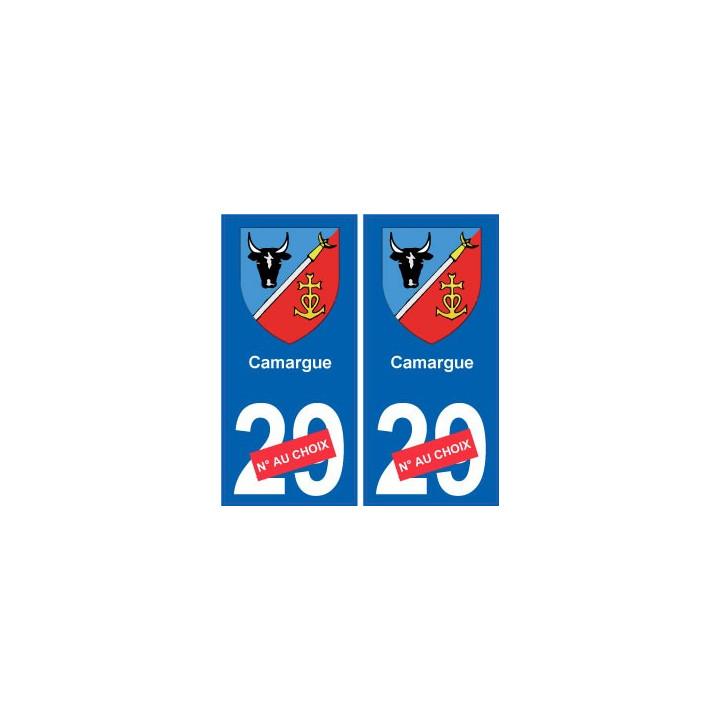 Autocollant plaque auto blason Camargue numéro département au choix