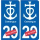 Autocollant plaque auto ancre Camargue numéro département au choix