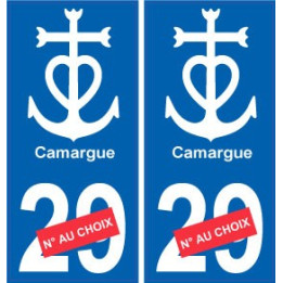 Autocollant plaque auto ancre Camargue numéro département au choix