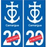 Autocollant plaque auto ancre Camargue numéro département au choix
