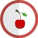etiqueta engomada de la fruta de la cereza de vector de color rojo etiquetas redondas