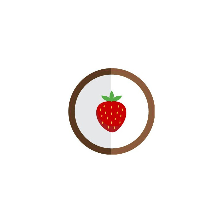 autocollant fruit fraise vectorisé couleur rond marron stickers