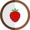 autocollant fruit fraise vectorisé couleur rond marron stickers
