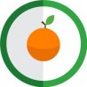 aufkleber frucht orange hervorgehoben, farbe, runde, grüne aufkleber