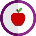 autocollant fruit pomme vectorisé couleur rond violet stickers