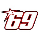 Chiffre 69 blanc - autocollant sticker tunning moto gp