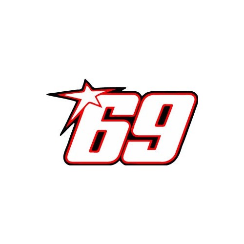 Chiffre 69 blanc - autocollant sticker tunning moto gp