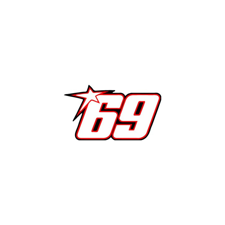 Chiffre 69 blanc - autocollant sticker tunning moto gp