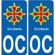 autocollant plaque immatriculation auto département OC sticker Occitanie logo 12
