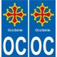 autocollant plaque immatriculation auto département OC sticker Occitanie logo 12