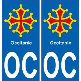 autocollant plaque immatriculation auto département OC sticker Occitanie logo 12