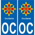 autocollant plaque immatriculation auto département OC sticker Occitanie logo 12