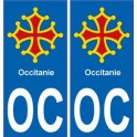 sticker plaque immatriculation auto department OC sticker Occitania logo 12