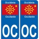 autocollant plaque immatriculation auto département OC sticker Occitanie logo 11