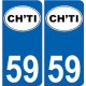 59 Nord autocollant plaque immatriculation auto département sticker  logo ch'ti