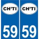 59 Nord autocollant plaque immatriculation auto département sticker  logo ch'ti