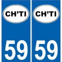 59 Nord autocollant plaque immatriculation auto département sticker  logo ch'ti