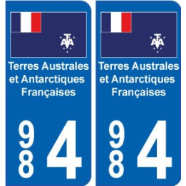 984 TAAF autocollant département plaque immatriculation drapeau