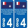 984 TAAF autocollant département plaque immatriculation drapeau