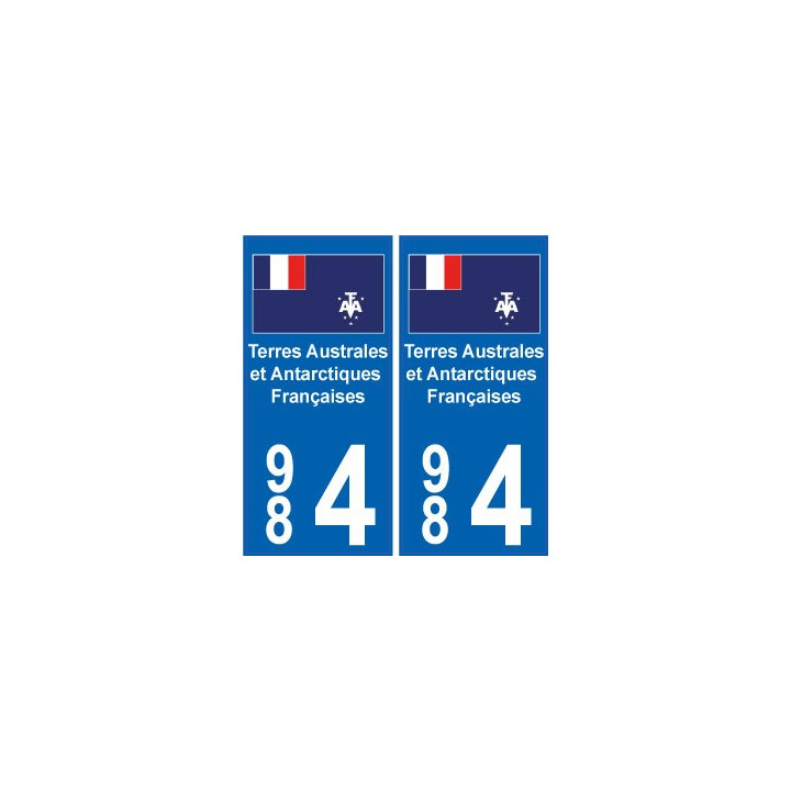 984 TAAF autocollant département plaque immatriculation drapeau