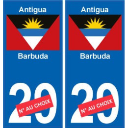 Antigua-et-Barbuda sticker numéro département au choix autocollant plaque immatriculation auto