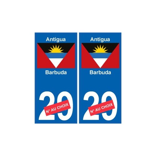 Antigua-et-Barbuda sticker numéro département au choix autocollant plaque immatriculation auto