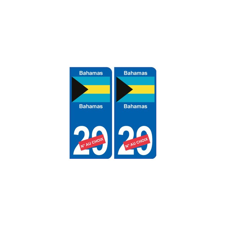Bahamas sticker numéro département au choix autocollant plaque immatriculation auto