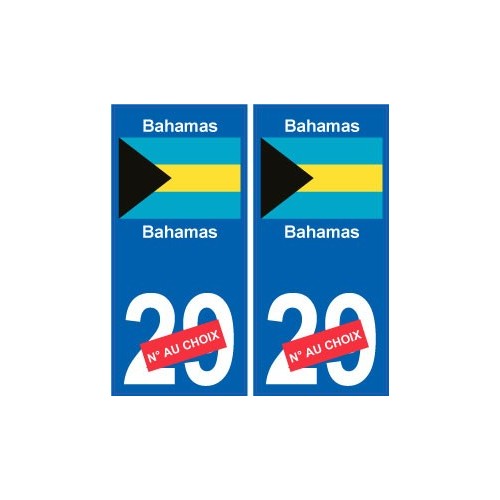 Bahamas sticker numéro département au choix autocollant plaque immatriculation auto