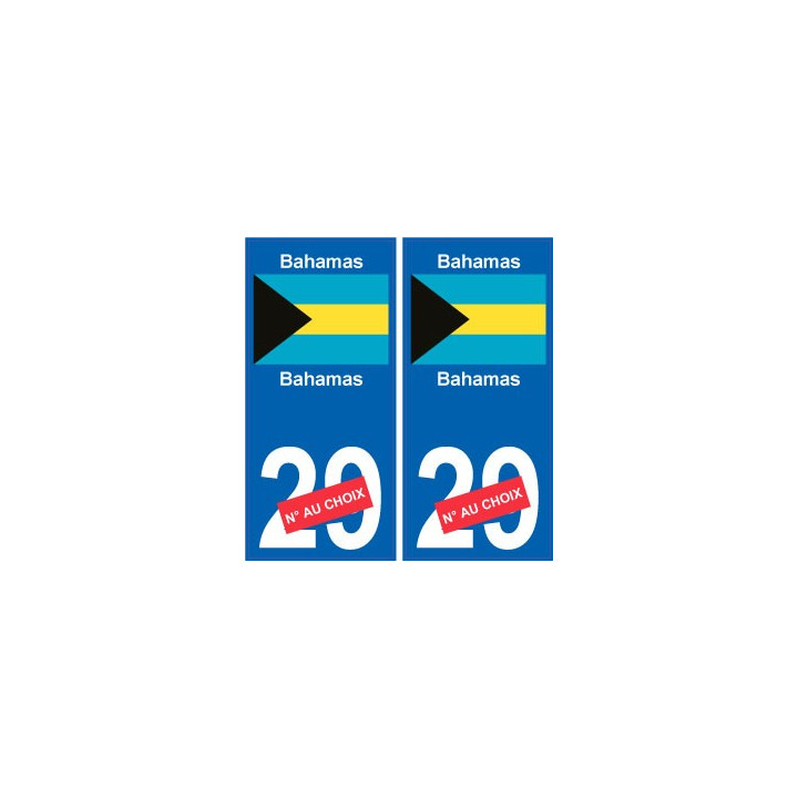 Bahamas sticker numéro département au choix autocollant plaque immatriculation auto