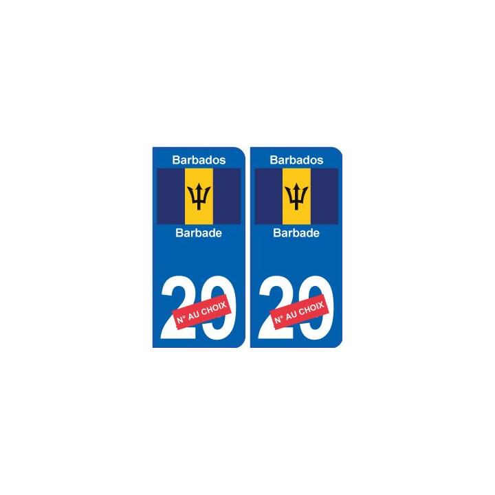 barbade barbados sticker numéro département au choix autocollant plaque immatriculation auto