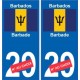 barbade barbados sticker numéro département au choix autocollant plaque immatriculation auto