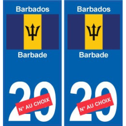barbade barbados sticker numéro département au choix autocollant plaque immatriculation auto