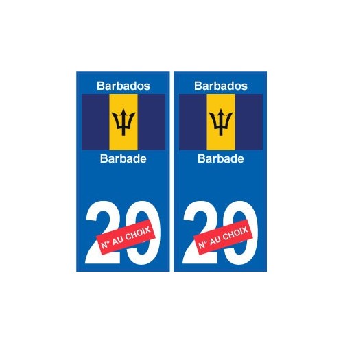 barbade barbados sticker numéro département au choix autocollant plaque immatriculation auto